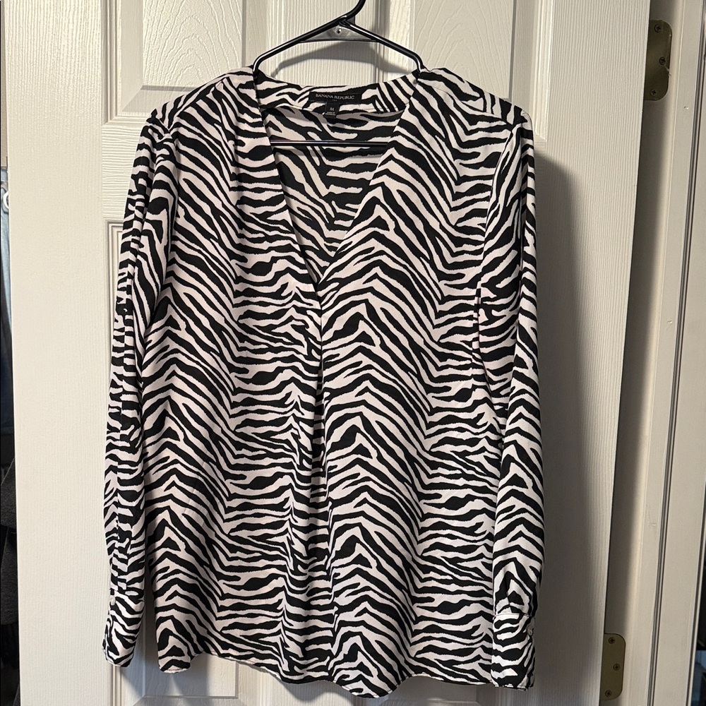 Banana Republic Zebra Print Blouse - Black and White